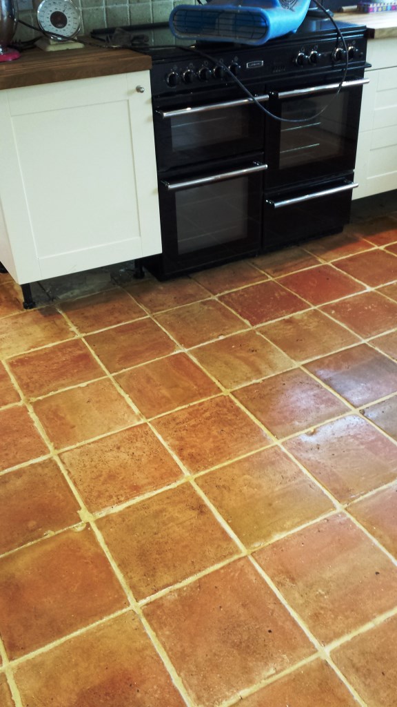 Terracotta tiles after cleaning in Brackley