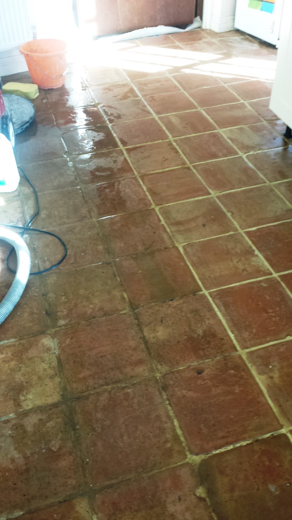 Terracotta tiles during cleaning in Brackley