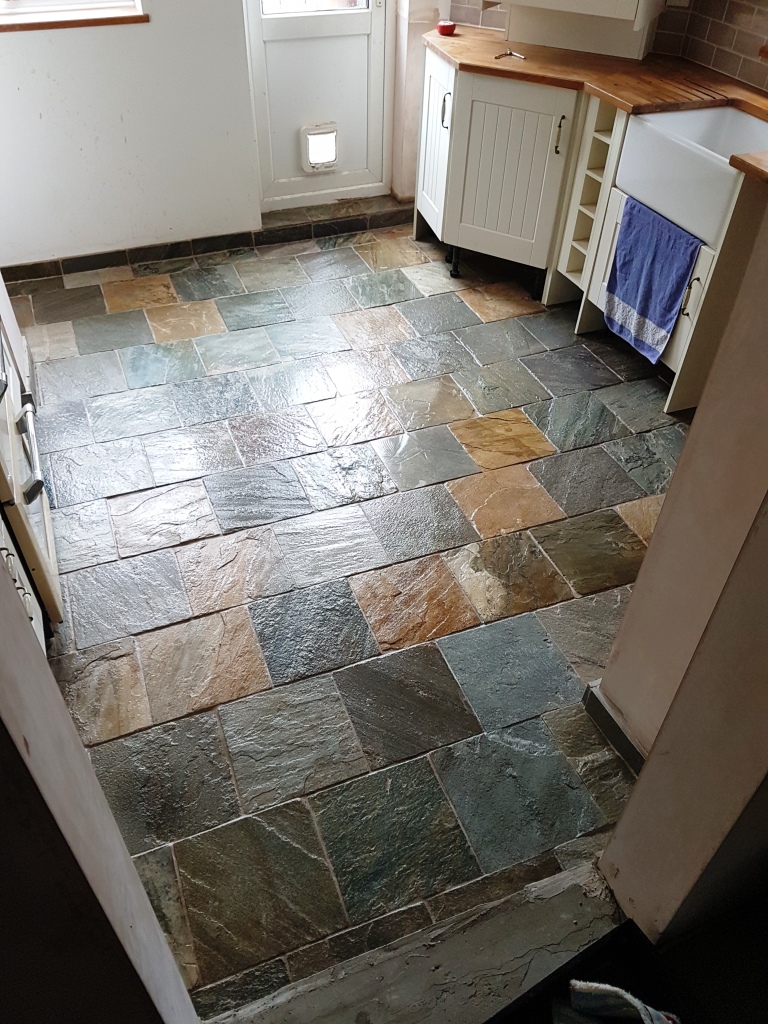 Slate Kitchen Floor After Cleaning in Milton Keynes