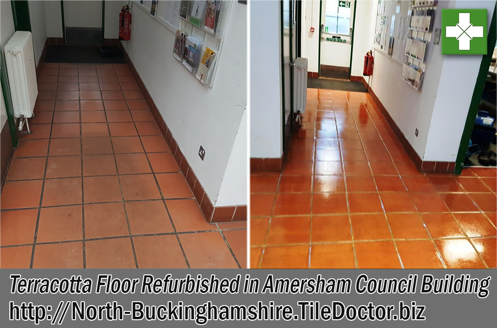Terracotta Tile Before and After Restorative Clean in Amersham